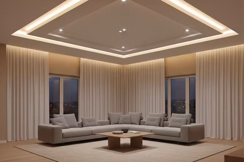 Elegant false ceiling design with recessed lighting