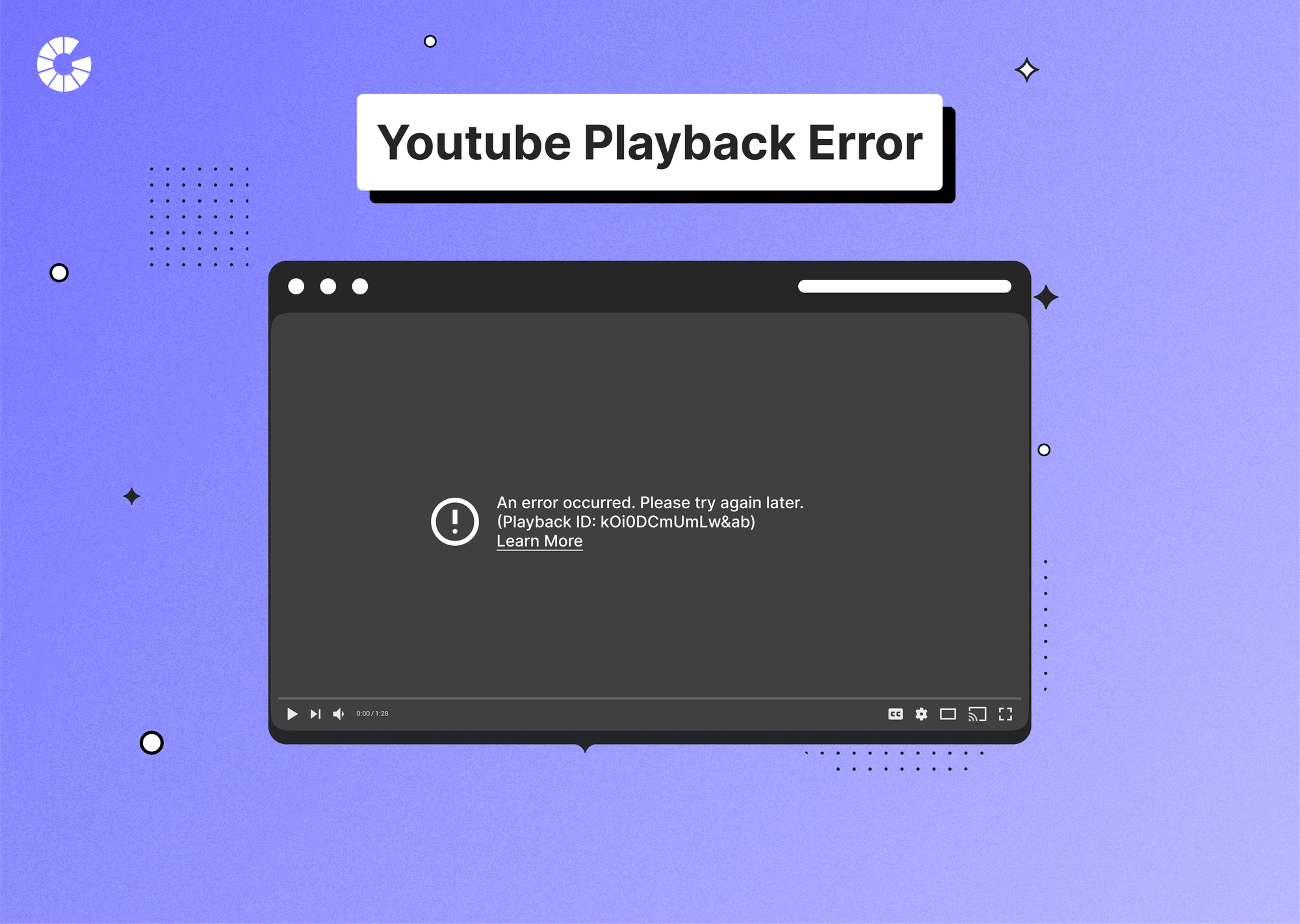 Streaming playback error illustration showing video player with error message