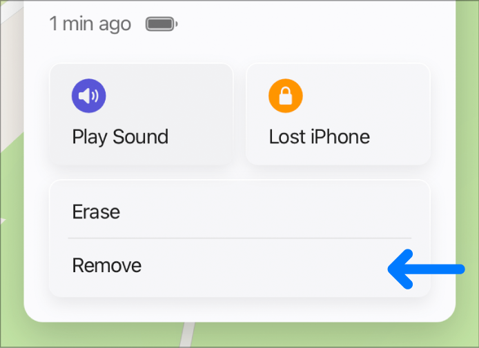 iCloud查找移除设备按钮