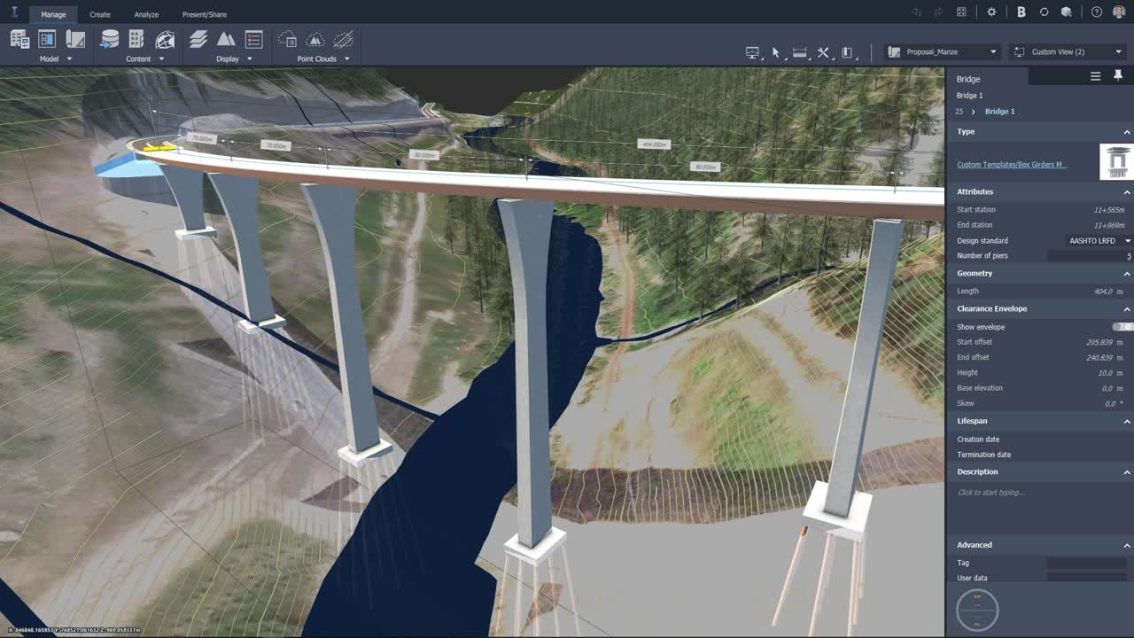 Autodesk InfraWorks software interface showing export to Revit option