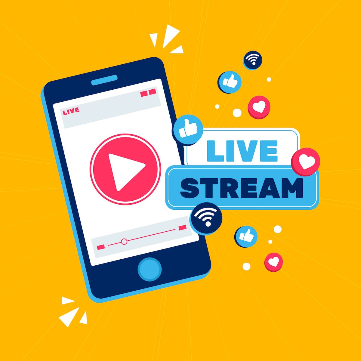 Facebook Live Streaming on Mobile Phone Illustration