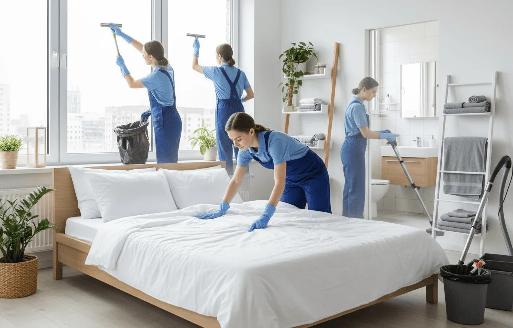 Airbnb Turnover - Fresh linens and made bed