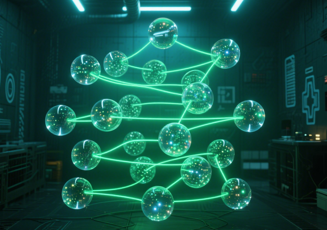 抽象神经网络与全球数据网络概念图