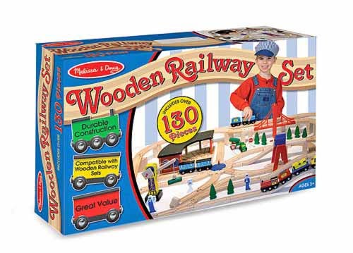 Melissa & Doug Wooden Train Set 130 Pieces
