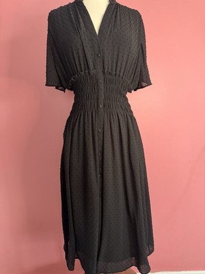 Zara Flowy Midi Dress with Smocked Waist