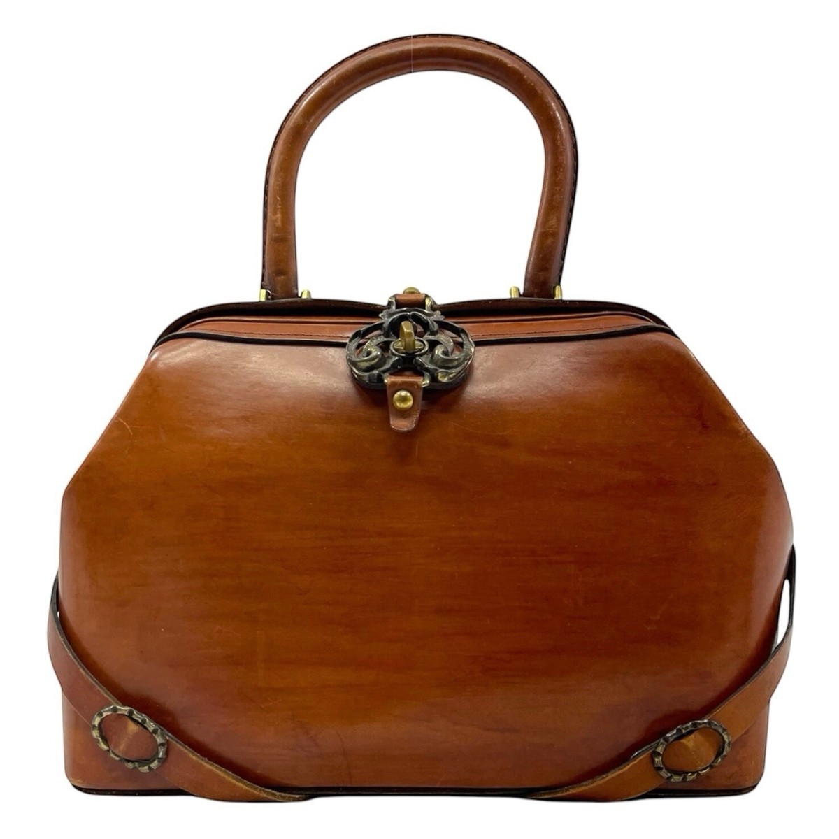 eBay Vintage Brown Leather Dome Satchel with Lock