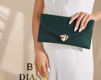 Etsy Emerald Green Satin Evening Clutch