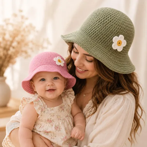 Bucket Hat Crochet Pattern With Flower Baby Sun Hat PDF Pattern Easy Summer Hat Tutorial Kids & Adult Sizes Easter Finds - Etsy
