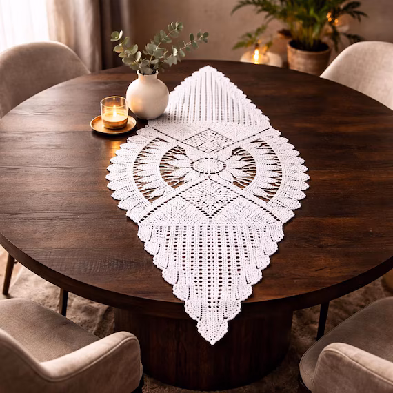Crochet Table Runner Crochet Table Doily Doily Runner Center Piece Lace Runner Home Décor Crochet Table Runner Pattern Written Instructions - Etsy