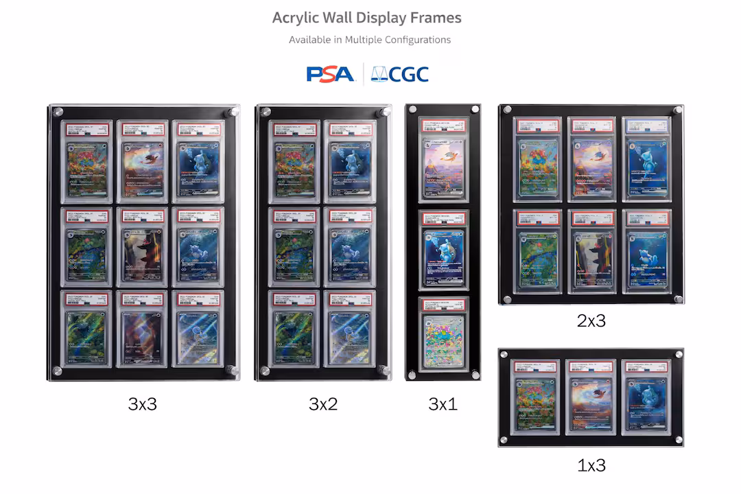 PSA/CGC Graded Card Premium Acrylic Display Case For: 9/6/3 Card Capacity - 3x3/3x2/2x3/3x1/1x3 Frame - Etsy