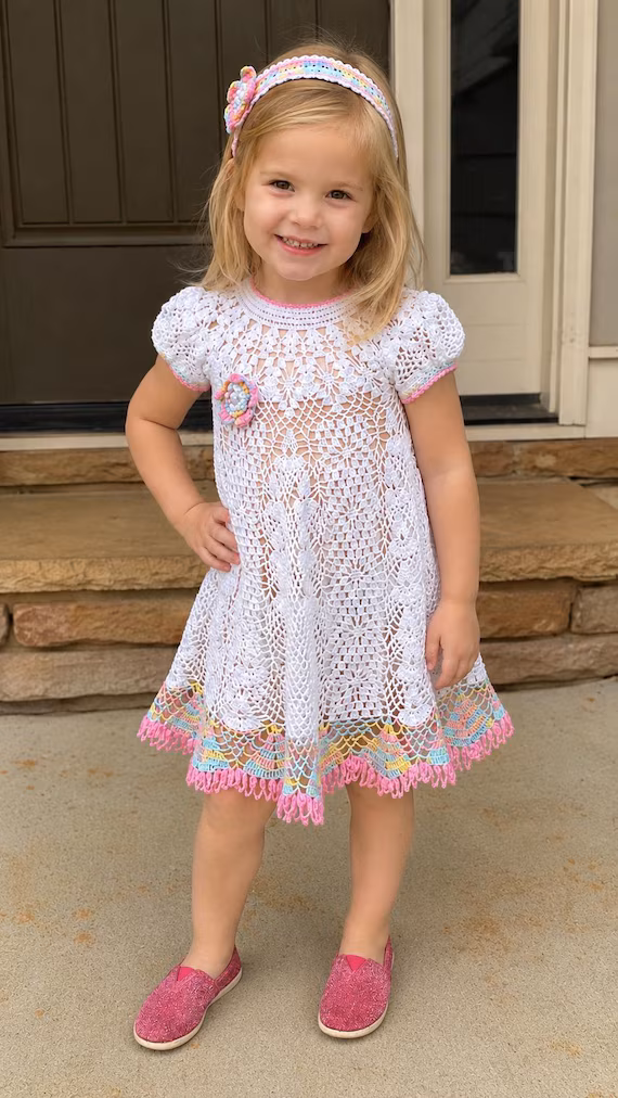 Crochet Heirloom Summer Dress and Headband Thread Pattern, Toddler Crochet Crochet Pattern, Baby Dress Pattern, Summer Girls Dress, Pattern - Etsy