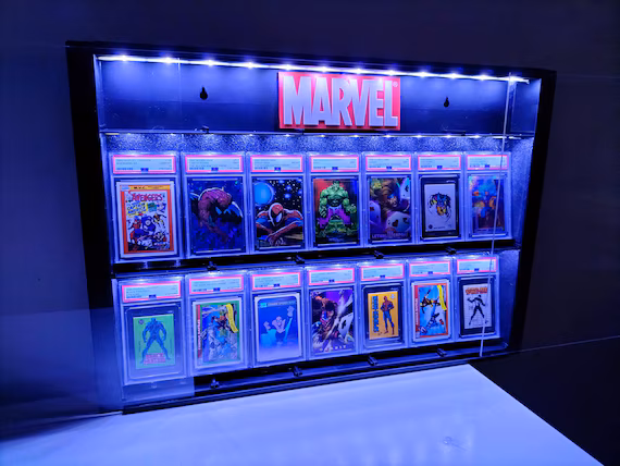 Custom Graded Card Display Case LED Lights Wall Cabinet Holds 14 Slabs PSA BGS - Etsy