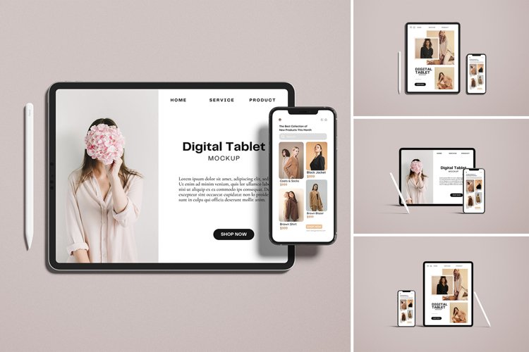 Digital product download on tablet and phone devices