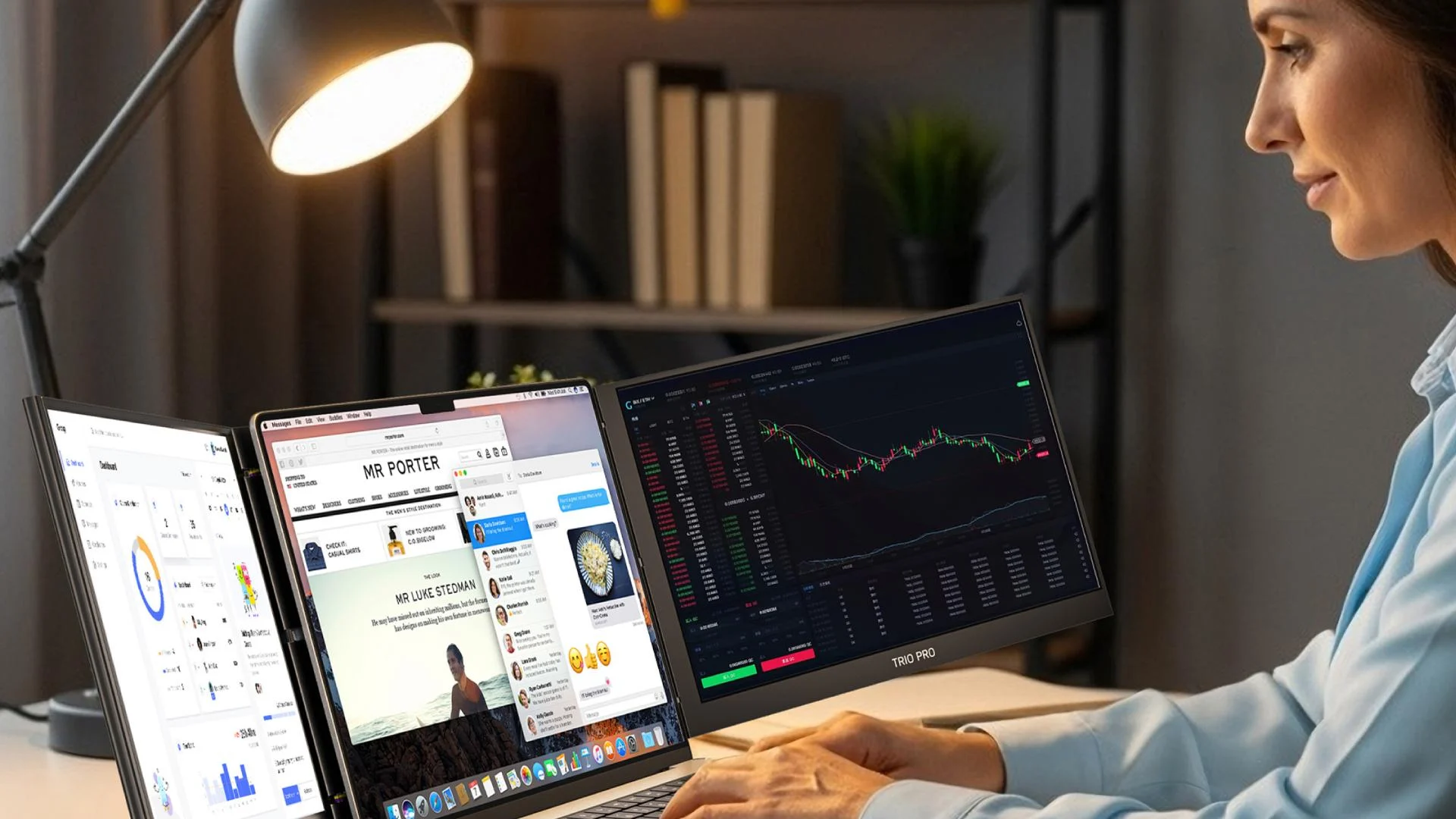 Professional using multiple screens to compare and test AI tools on laptop