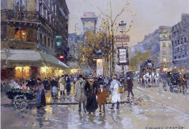 Impressionist painting of Paris urban scene