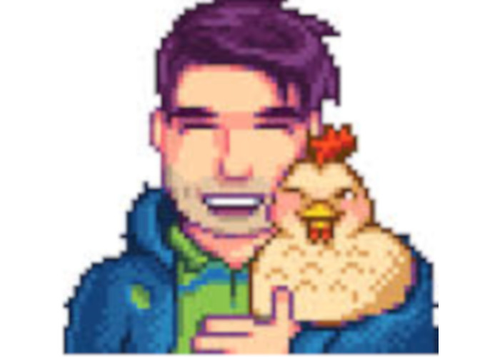 Stardew Valley character Shane interacting with chickens