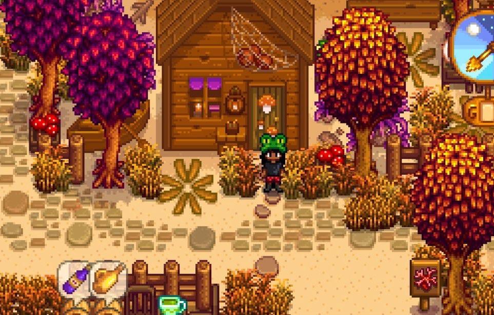 Stardew Valley character Elliott writing at beach cabin
