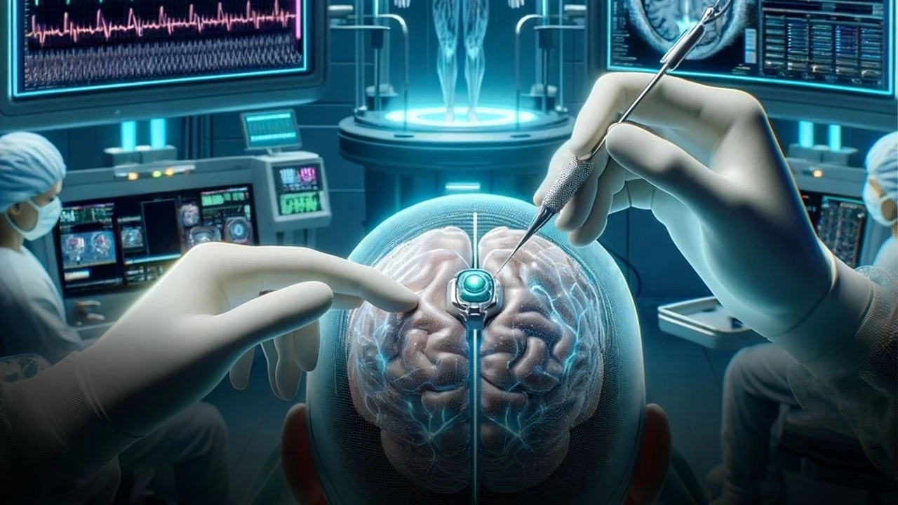 Hologram teknolojisi ile oluşturulmuş yapay zeka beyin görseli