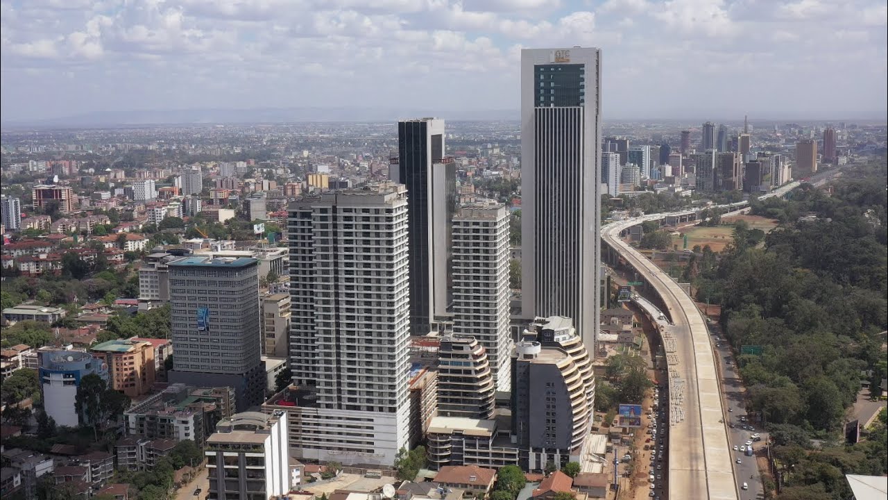 Modern Kenyan city skyline with integrated smart technology infrastructure