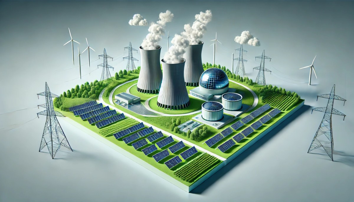 Nuclear power plant and solar panels comparison