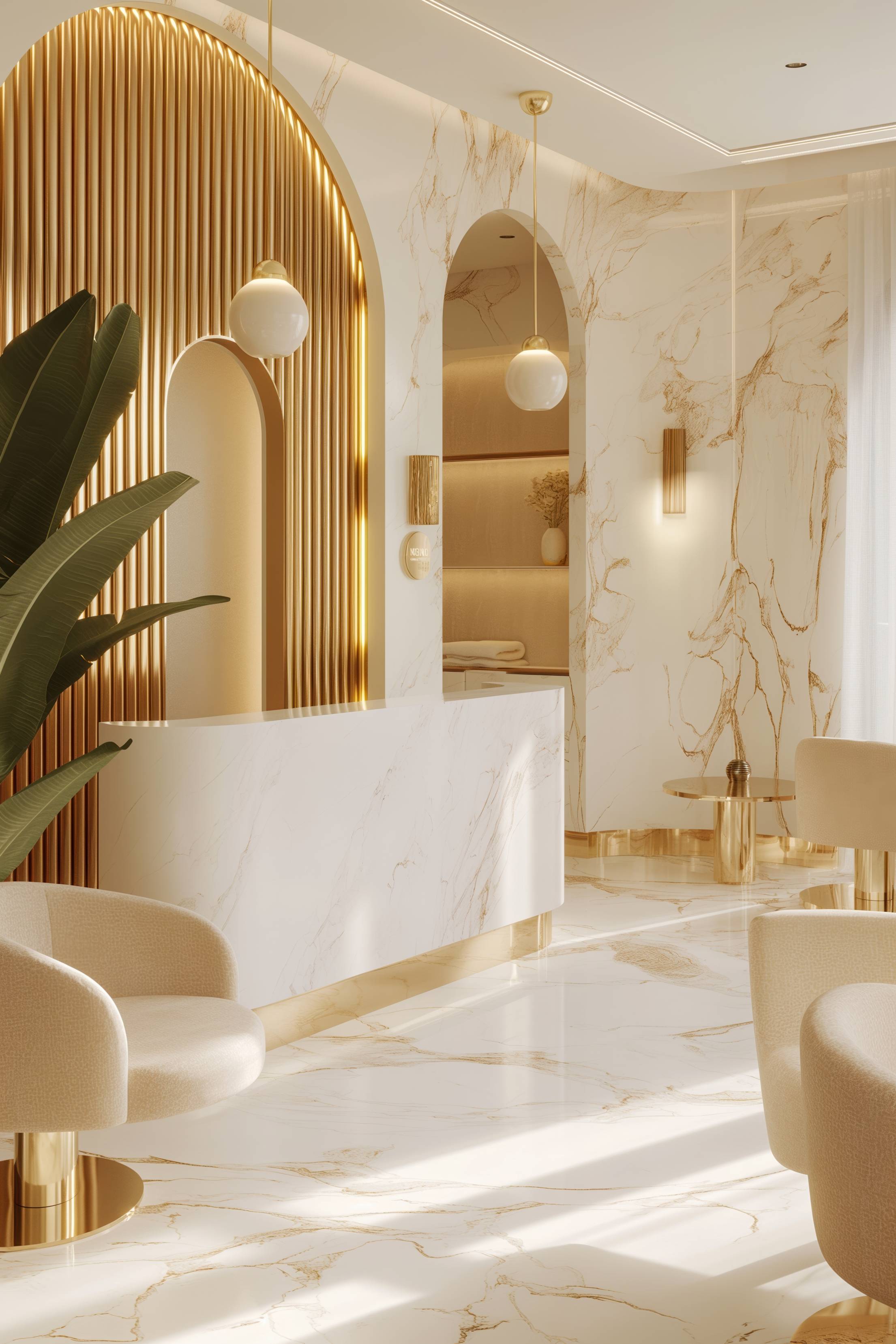 Vitality & Cellular Support - Luxury Gold and White Spa Interior