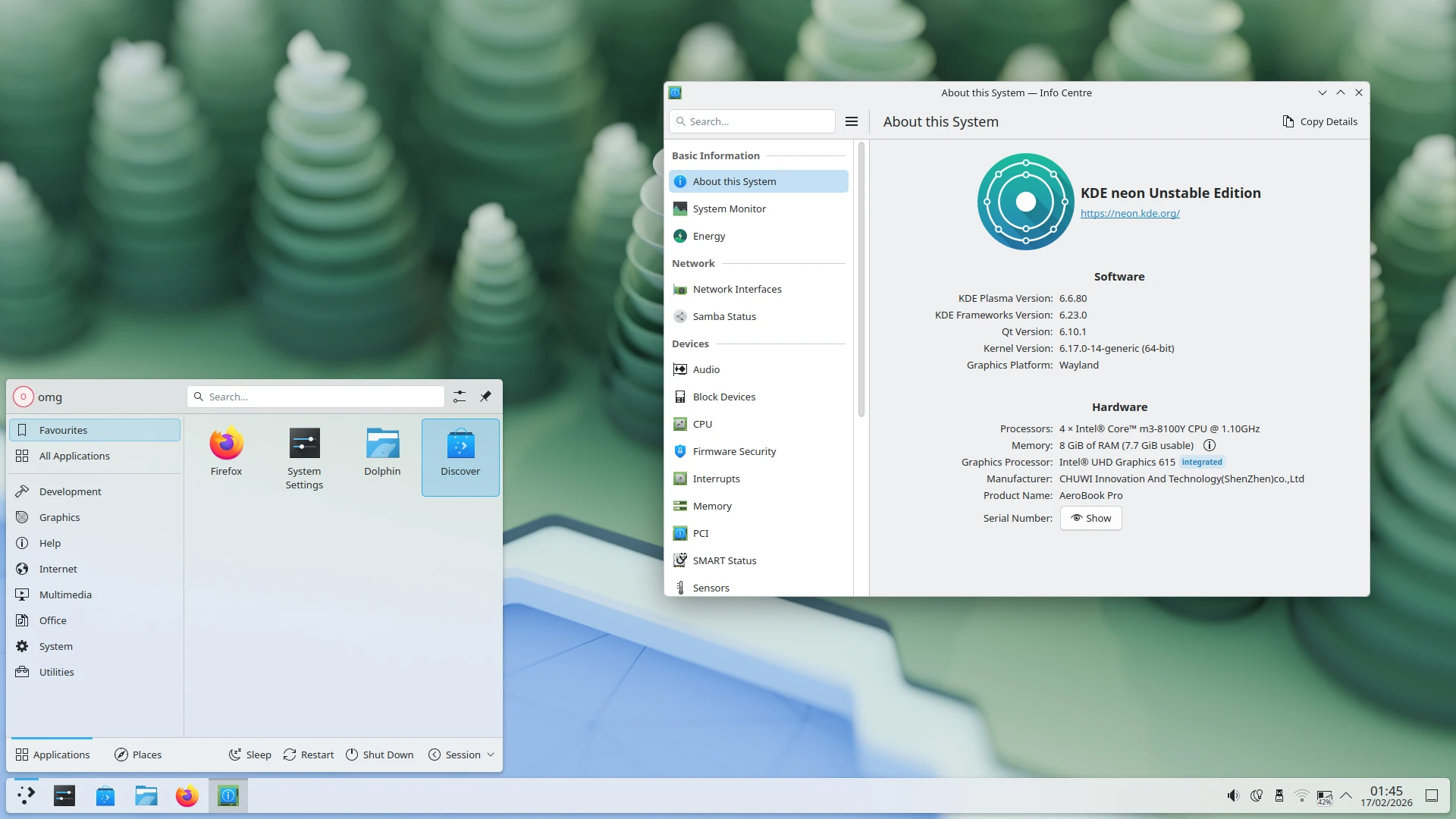 KDE Plasma 6.6 桌面与系统信息面板