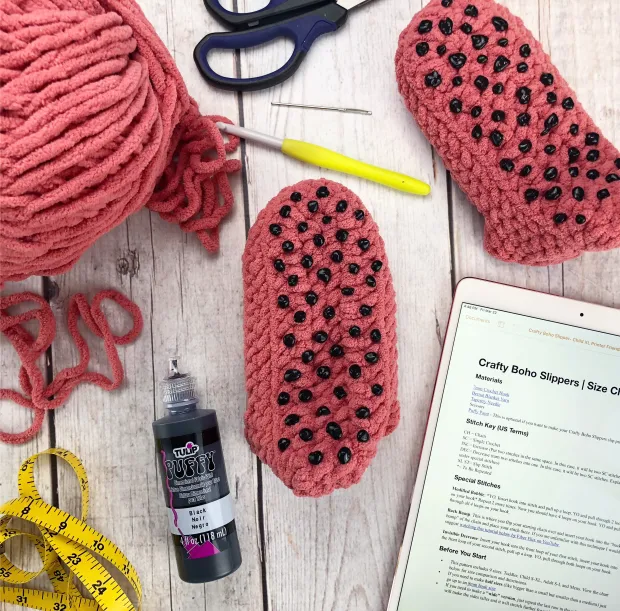 Crafty Boho Slippers | Free Crochet Slipper Pattern - A Crafty Concept