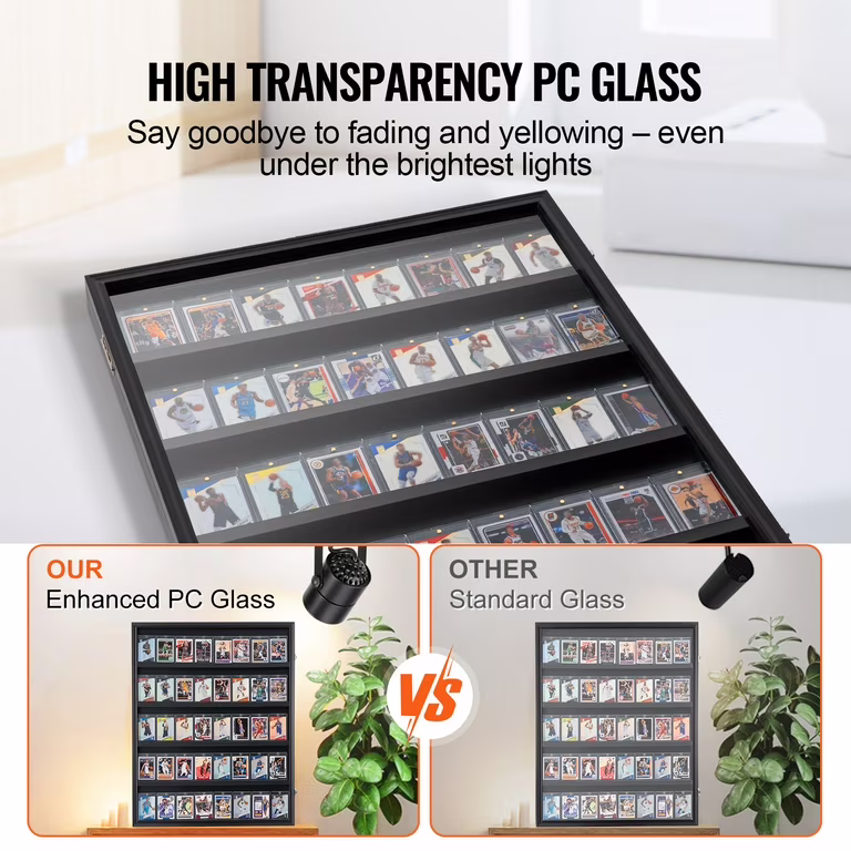 KFFKFF 35-Slot Collectible Card Showcase, 24.3x30.5x2.1 inches, Trading Card  Wall Display Cabinet, 98% UV Resistant PC Plate, Secure Lock for Sports  Memorabilia - Walmart.com