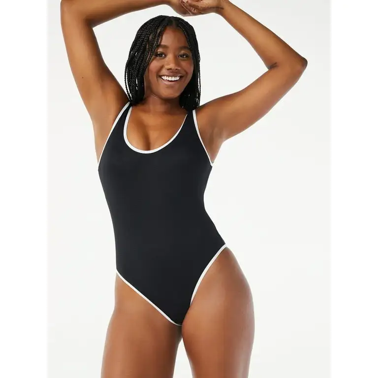 Classic black one-piece swimsuit