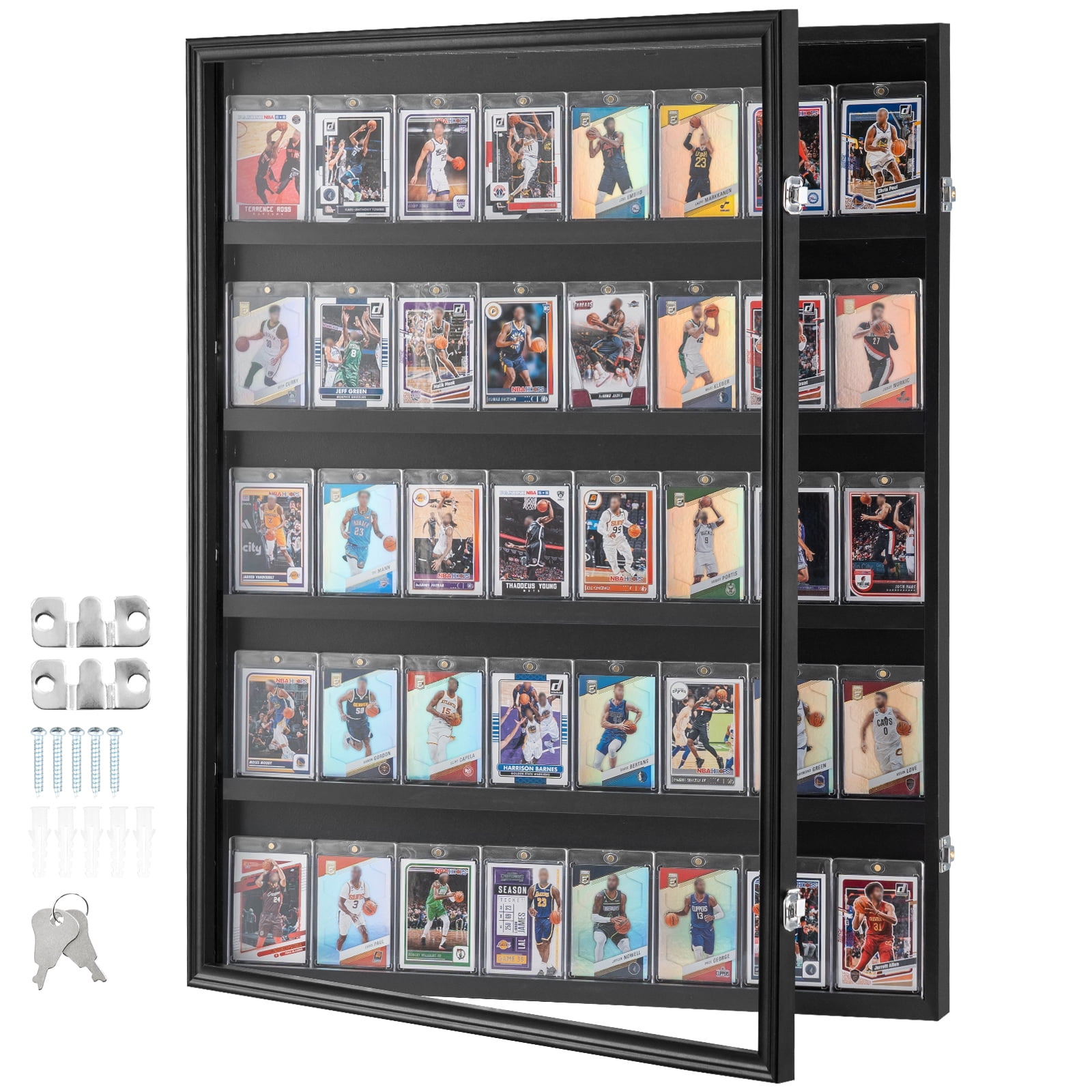 KFFKFF 35-Slot Collectible Card Showcase, 24.3x30.5x2.1 inches, Trading Card  Wall Display Cabinet, 98% UV Resistant PC Plate, Secure Lock for Sports  Memorabilia - Walmart.com