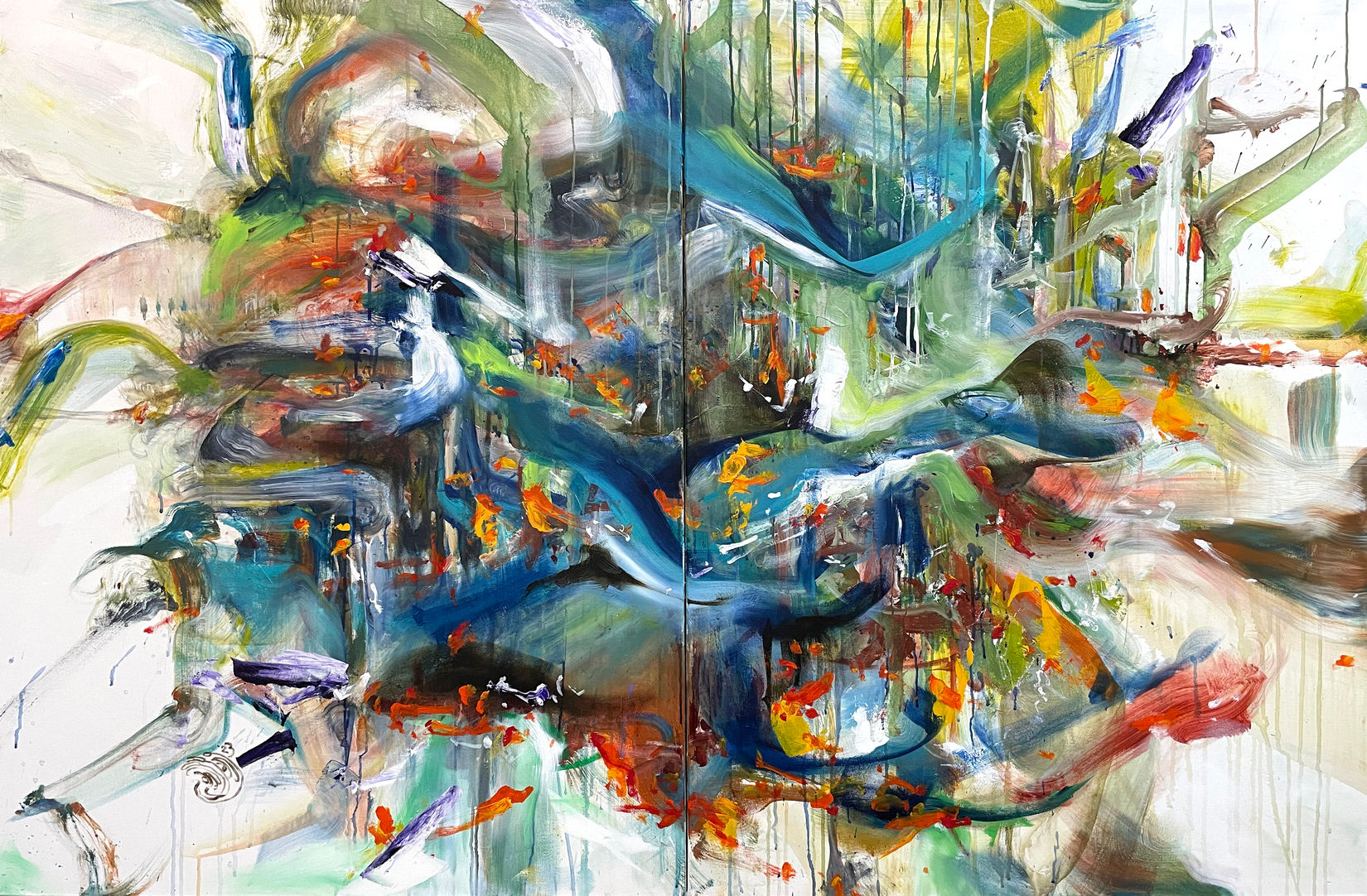 Abstract visualization of character appearance blending into narrative background