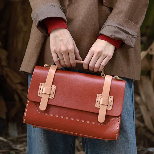 iLeatherhandbag Red Leather Structured Satchel