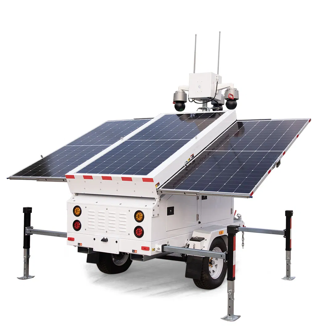 Portable Solar Trailer with PTZ Camera for Mobile Security and Surveillance