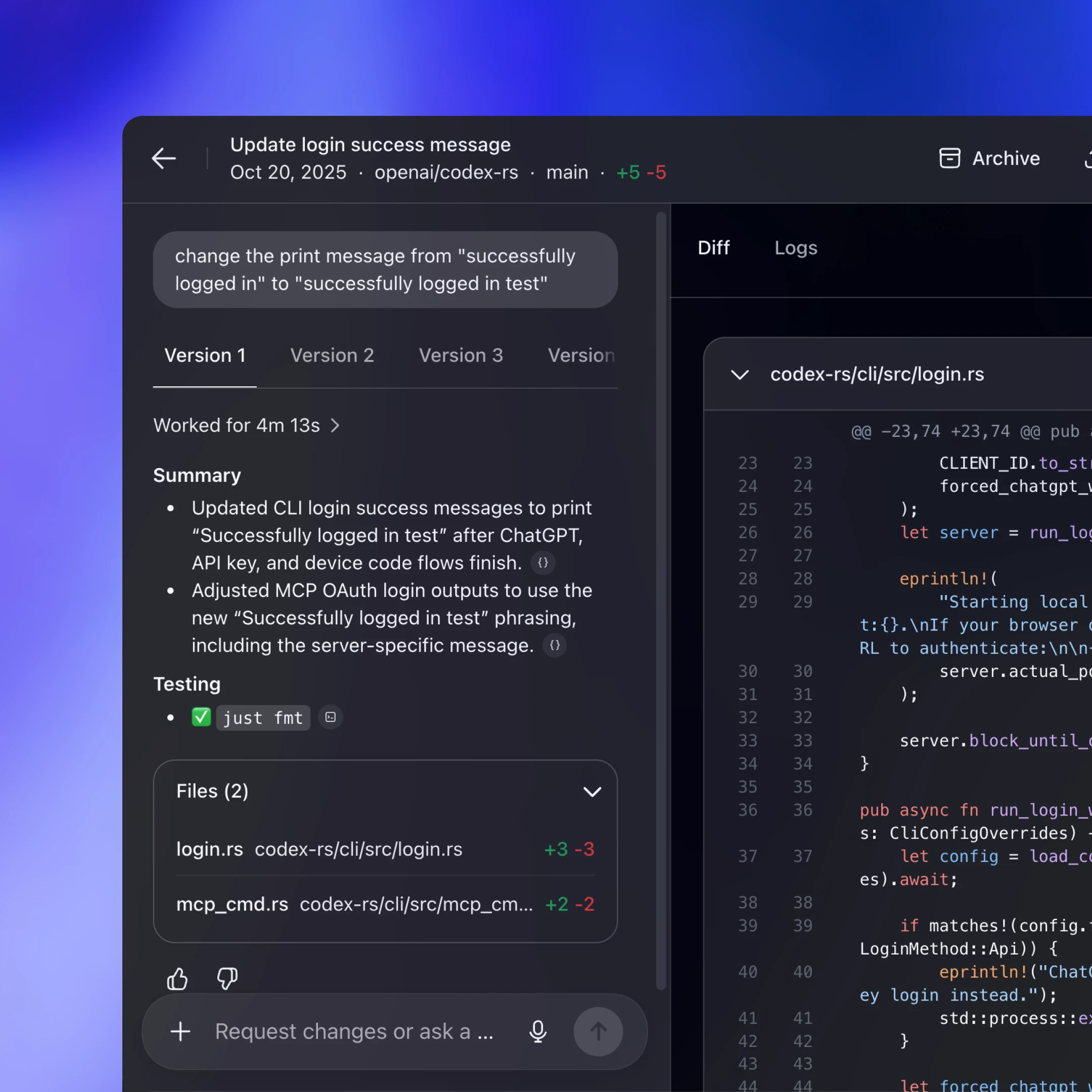 GPT-5.3 Codex 界面展示