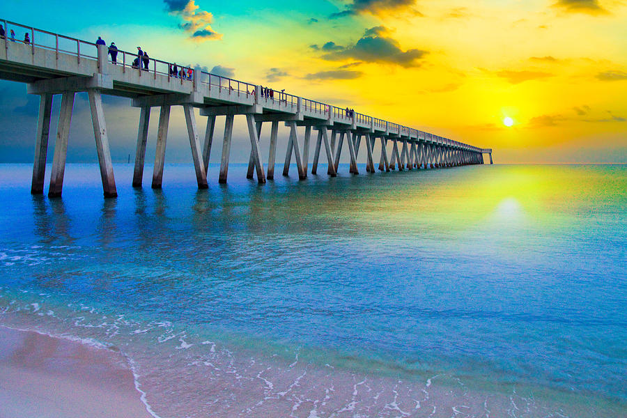 Navarre Beach Fishing Pier at sunset
