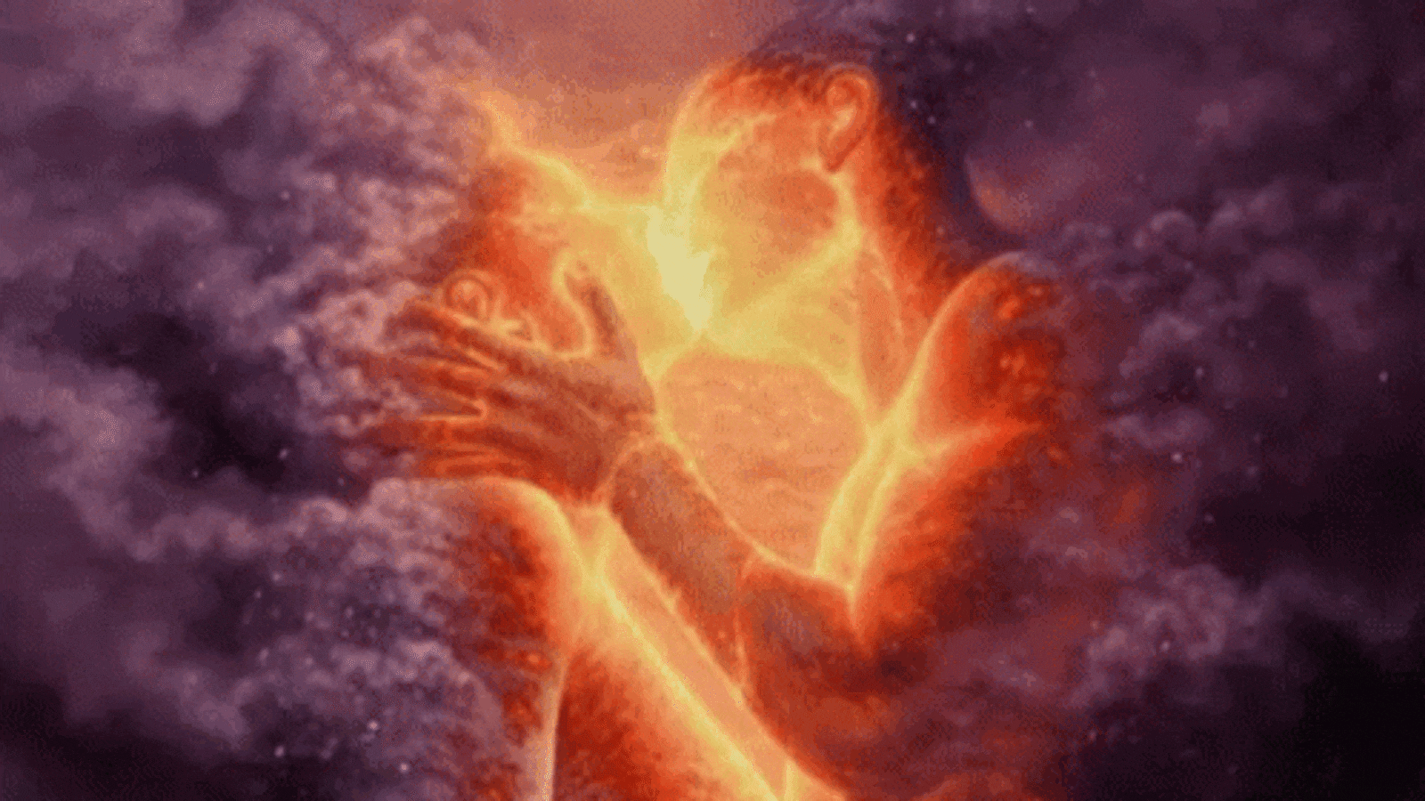 Sacred union of two spiritual practitioners in meditation