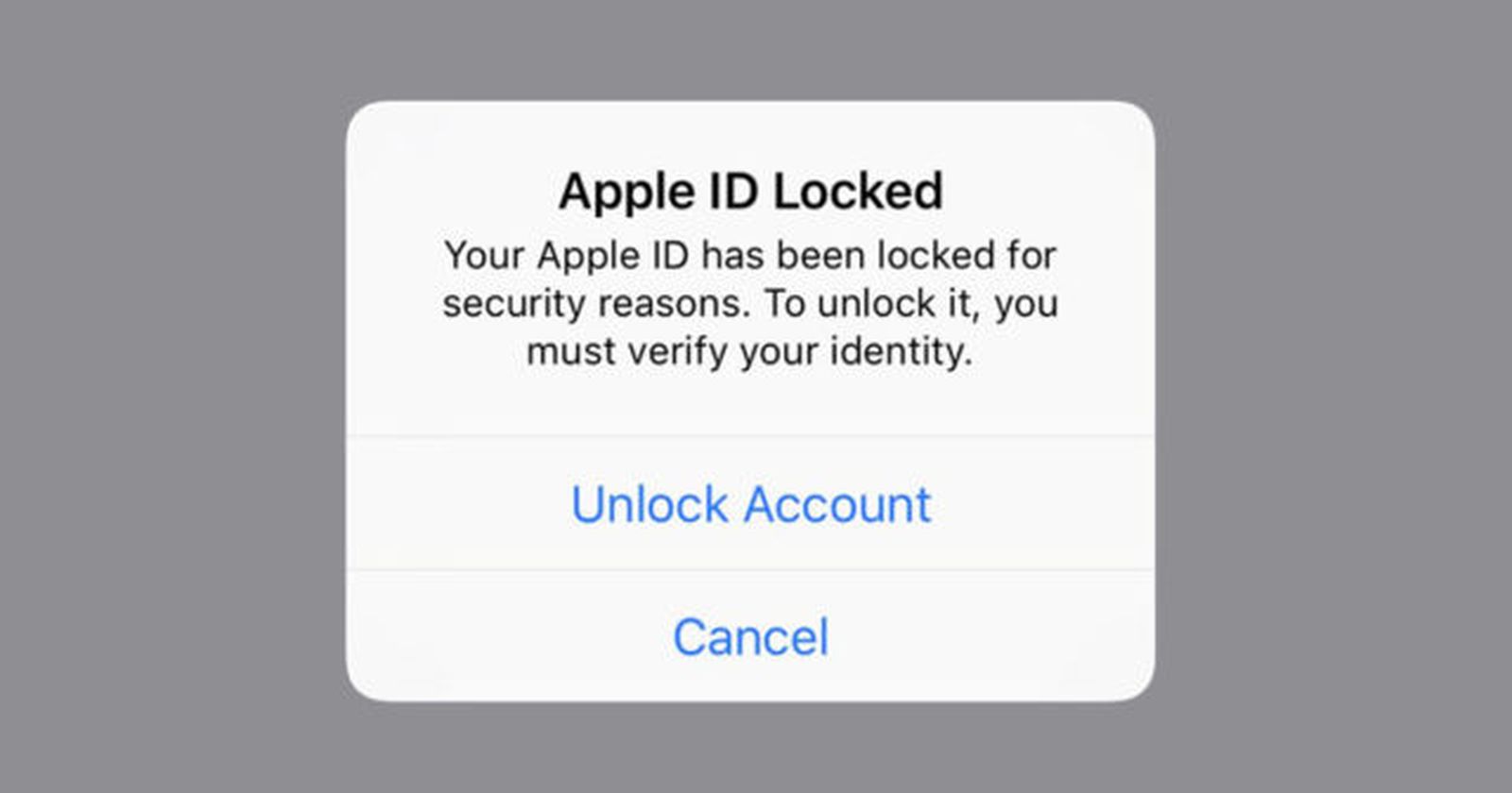 Apple账户锁定需验证身份界面