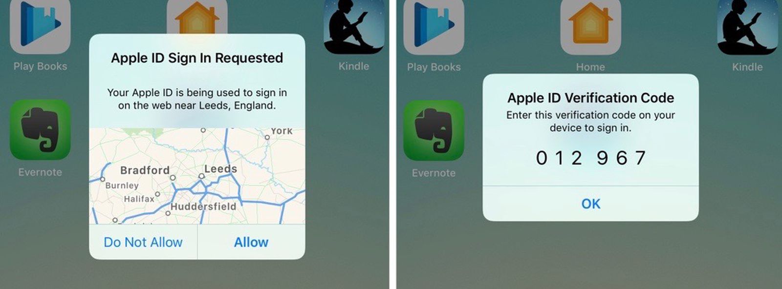 iPhone Apple ID登录验证弹窗