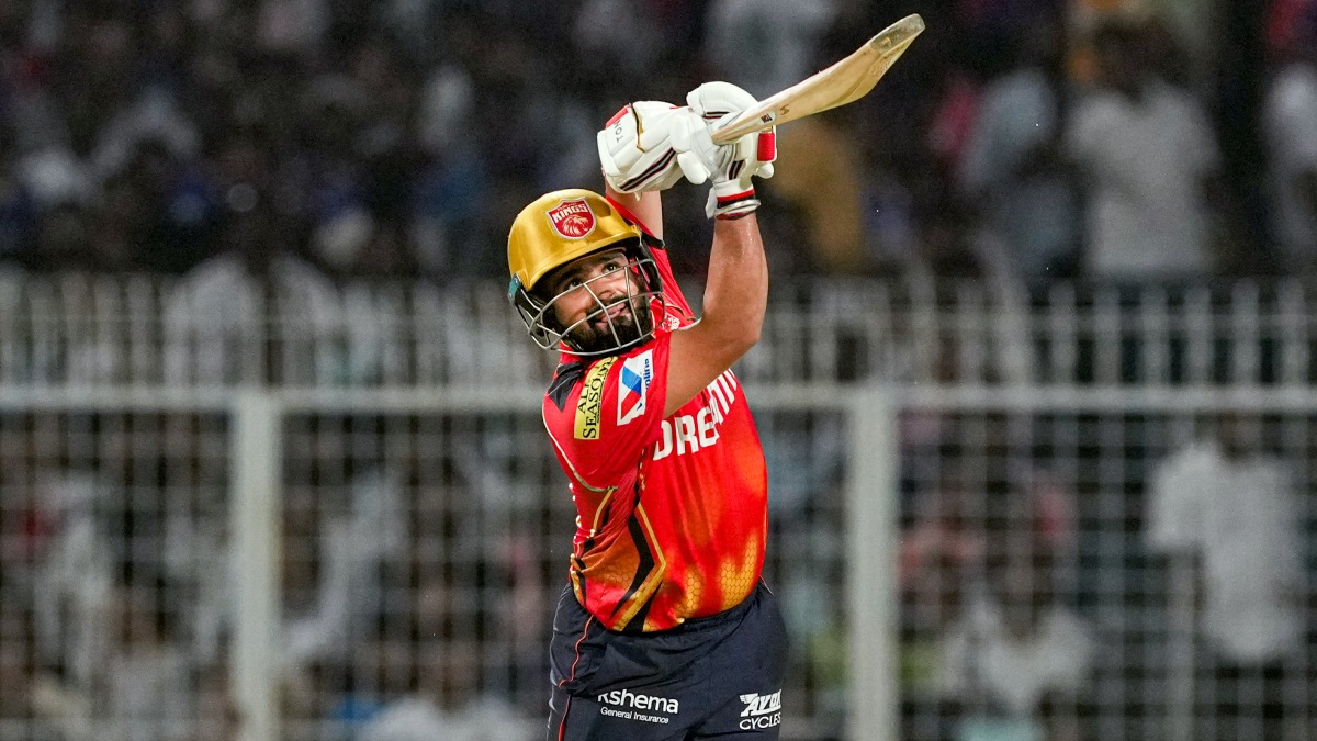 Prabhsimran Singh hitting a six during IPL match