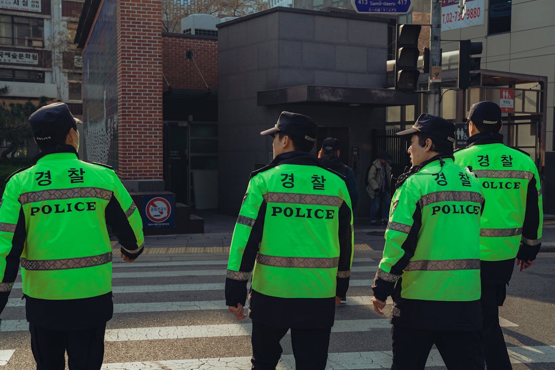 Abstract cityscape with law enforcement elements