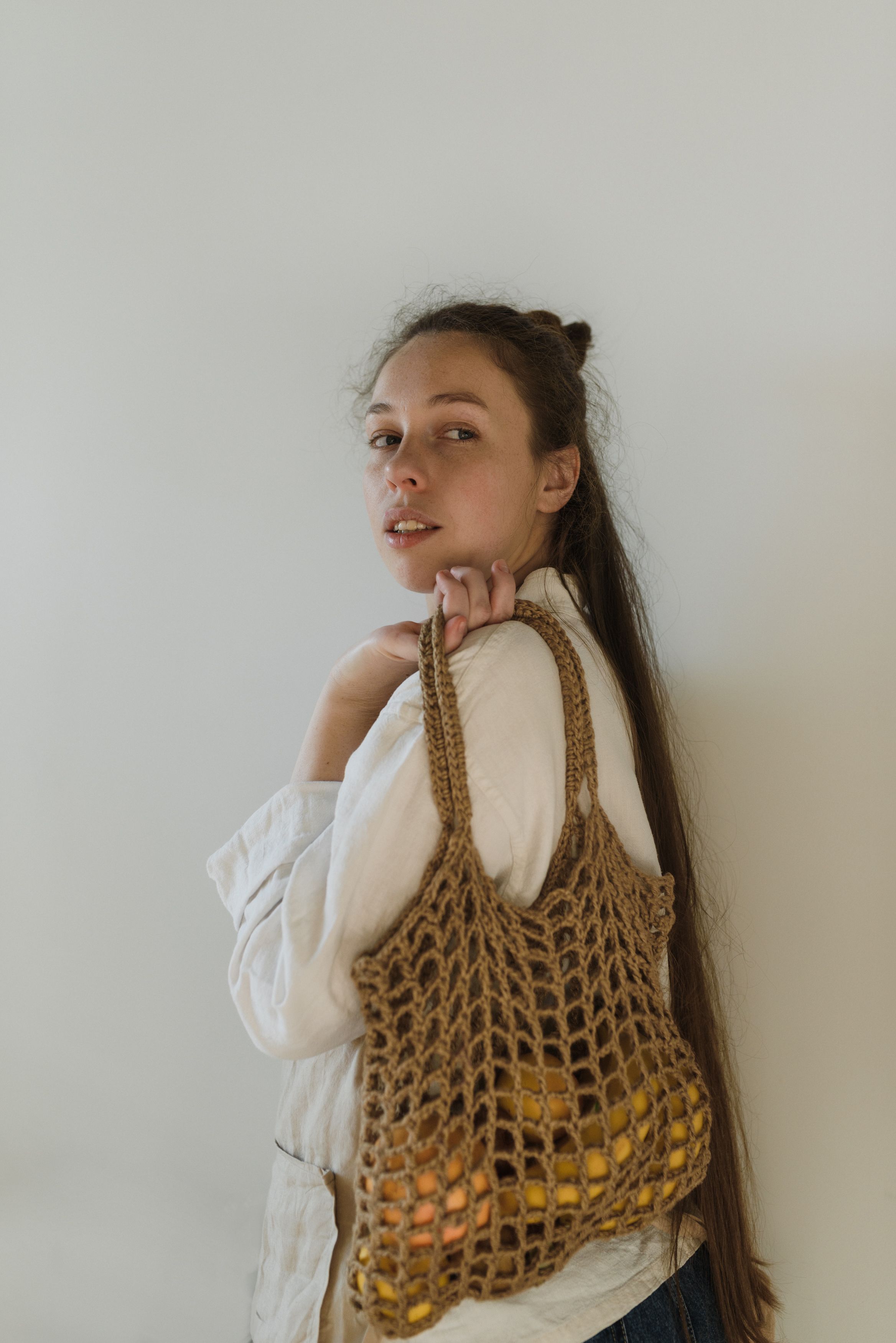 Stylish Minimalist Fashion with Crochet Bag