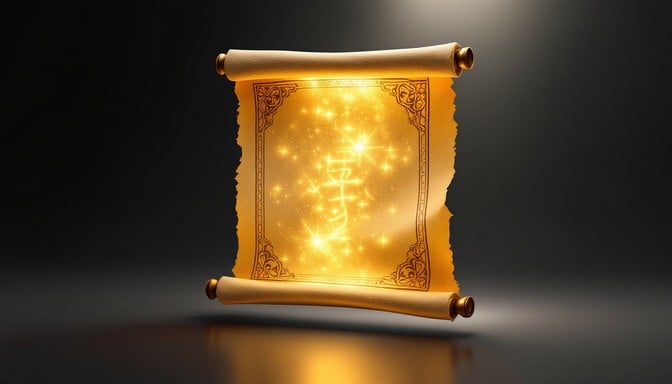 Glowing ancient scroll