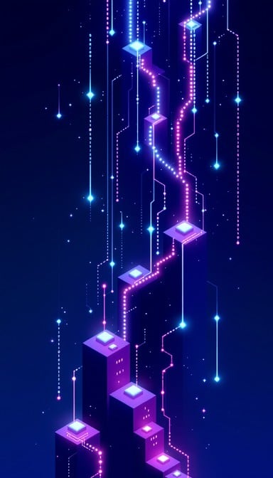 Abstract cyberpunk digital art with blockchain elements