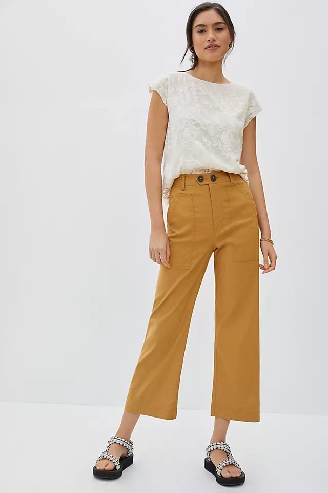 Anthropologie Maeve Colette Cropped Wide-Leg Pants