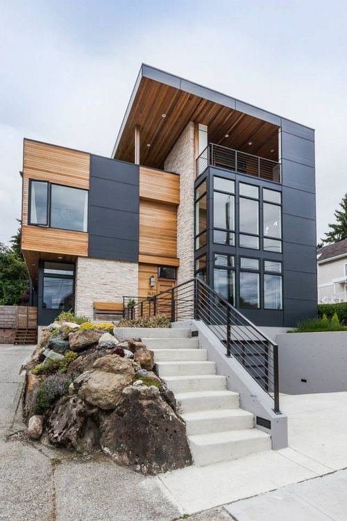 Modern mixed material siding design
