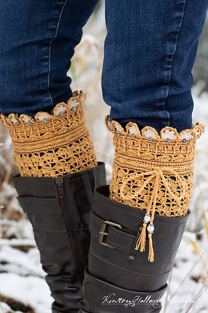 Ravelry: Pumpkin Spice Vintage Lace Boot Cuffs pattern by Kirsten Holloway
