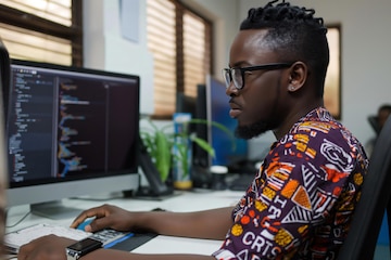 Development phase — engineers writing clean scalable code