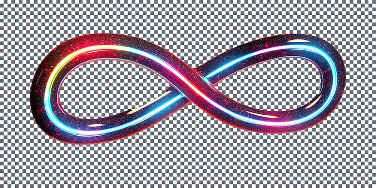 Infinity symbol reflecting a holographic pattern