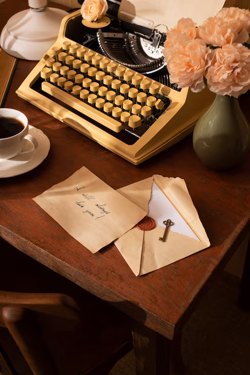 Máquina de escribir con carta de amor