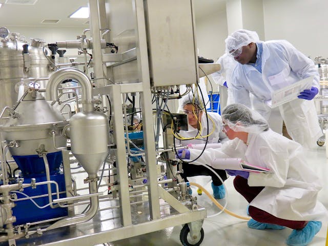 Modern biopharmaceutical laboratory with bioreactors